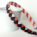 Halloween Headband: Black Orange White Half Inch..